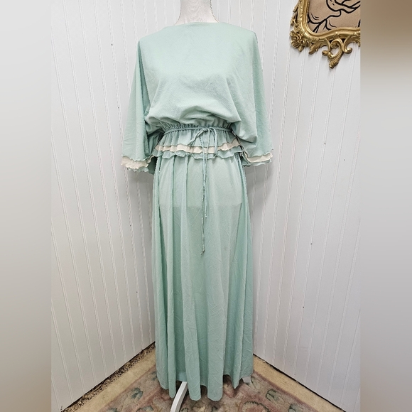 Vintage Toni Todd Mint Green Maxi Dress M - Picture 1 of 4